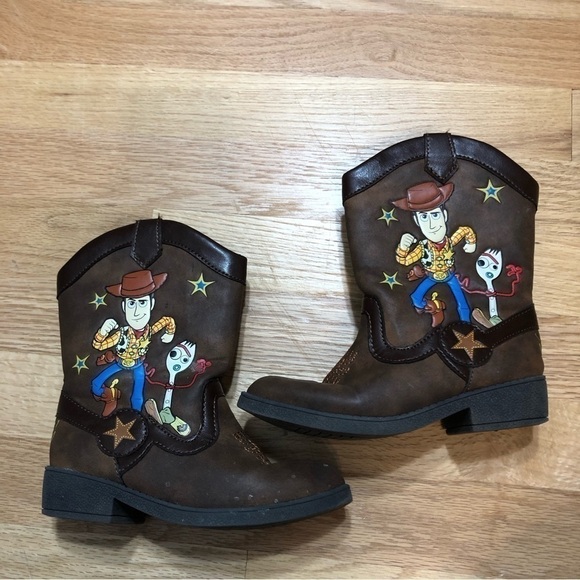 Toy Story Cowboy Boots Sz 10 Boys Brown Woody Toddler - Picture 1 of 4